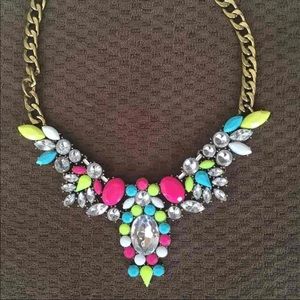 Jeweled neon statement necklace